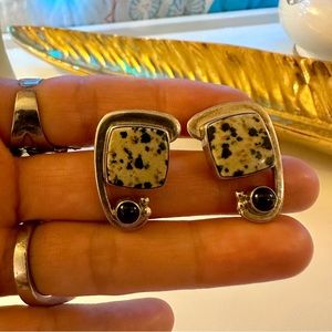 vintage 90s elysium inc sterling silver & semi precious stones earrings